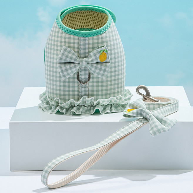 카르노코리아 반려견 후르츠 리본 하네스 세트, 그린, 1개