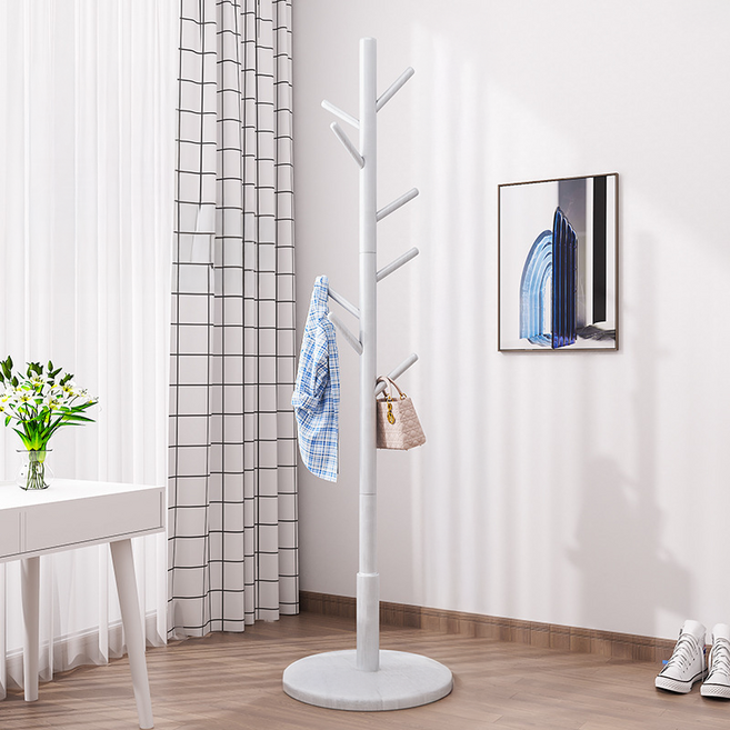 데일리홈 나무형 원목 스탠드 옷걸이, 화이트