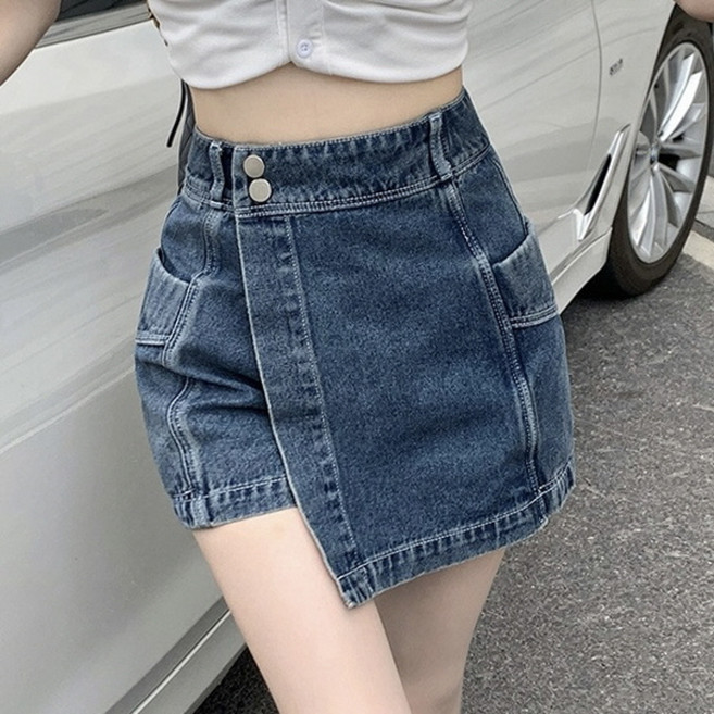 피어니스트 데님 미니 치마바지 스커트