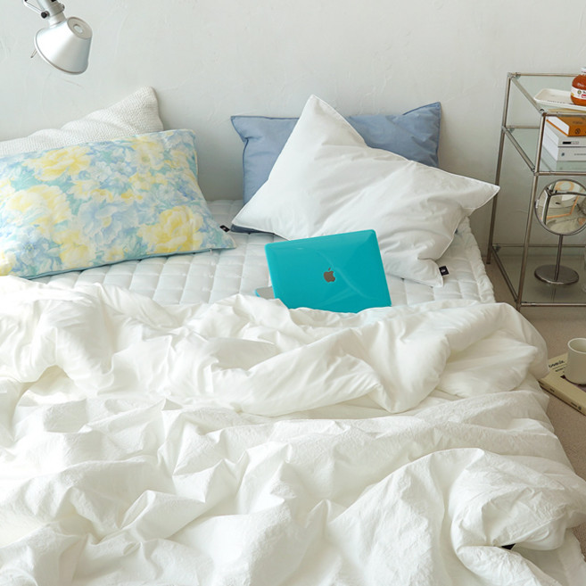 에이트룸 심플 고밀도 냉감 여름 차렵이불, 화이트