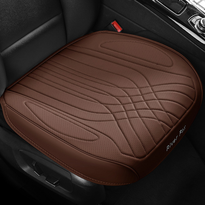 리버폭스 차량용방석 럭셔리 풀커버 타공 가죽방석 2025년형 중형, 브라운, 1개