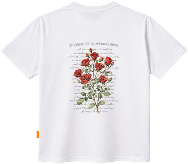 L.LAMO 男女通用 Rose Loose 短袖T恤, 白色