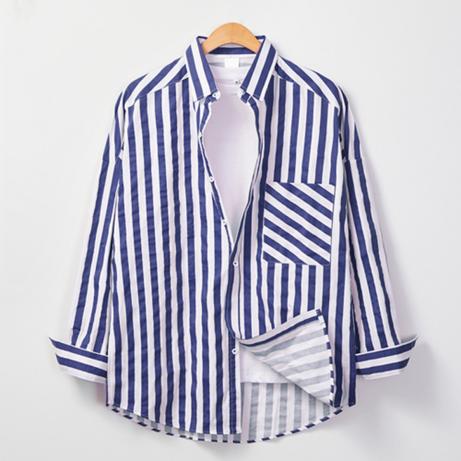 Raymon 男士 Cheta 條紋寬鬆版襯衫