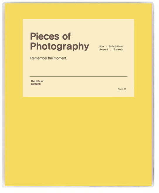 문구백서 비비드 접착식 포토앨범, 옐로우(흑색내지), 25매