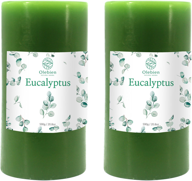 올레비엔 아로마 필라캔들, 유칼립투스, 590g, 2개