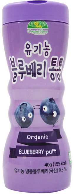 OrganicStory 유아용 유기농 블루베리통통 과자, 블루베리, 40g, 1개