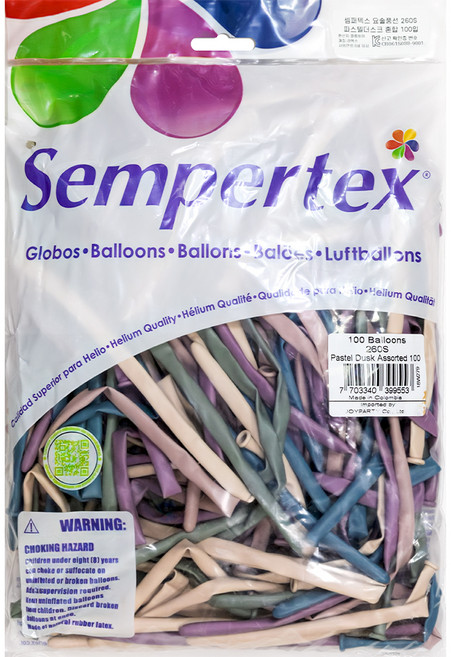 Sempertex Pastel Dusk 魔術氣球 100p 組 260S, 粉彩暮光奶油色, 粉彩暮光玫瑰色, 粉彩暮光月桂綠, 粉彩暮光藍色, 粉彩暮光薰衣草色, 1套