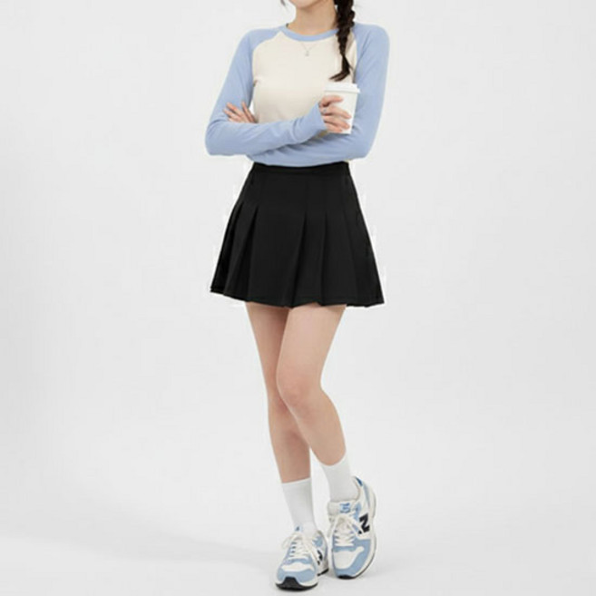 소니오 여성용 투톤 라운디 긴팔 티셔츠