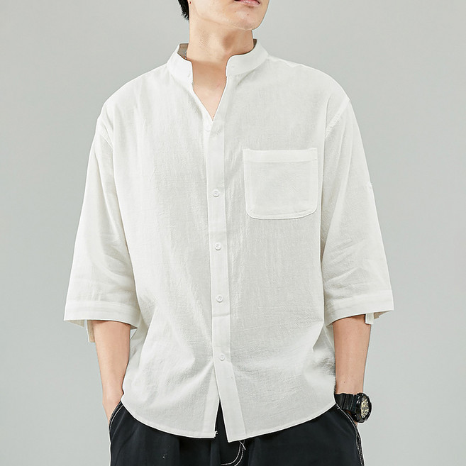 스타빈 남성용 통기성 원포켓 차이나카라 린넨 셔츠