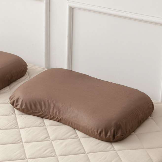 아지오텍스 서포트슬립 땅콩형 라텍스베개 + 속커버 + 겉커버, 브라운, 1개