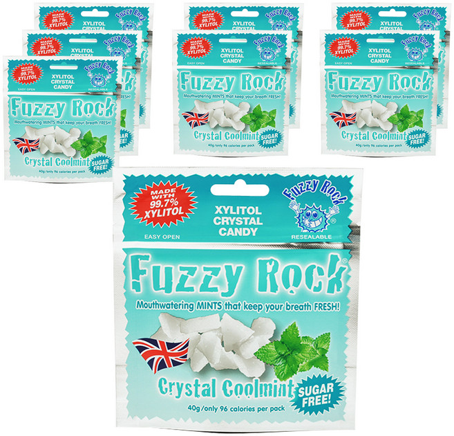 Fuzzy Rock 木糖醇水晶糖 清涼薄荷口味, 40g, 8包