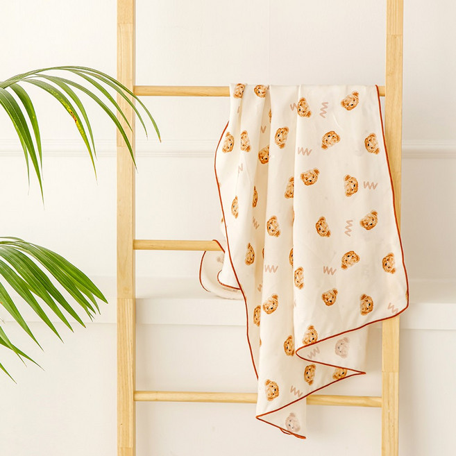 메리투투 체크베어 인견매쉬 낮잠이불, 아이보리