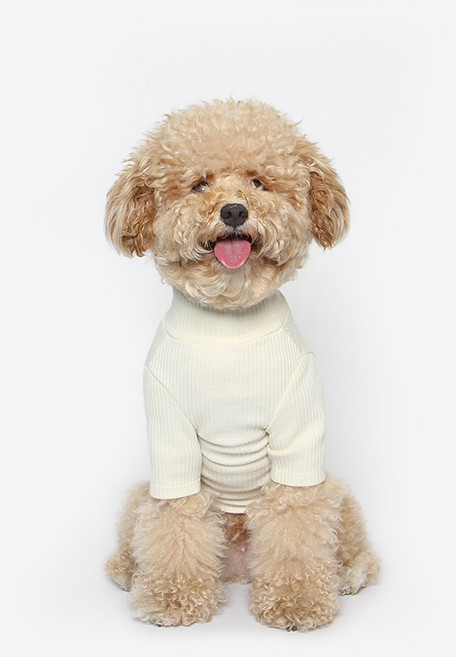 투스투스 강아지 골지 목폴라, 아이보리, 1개