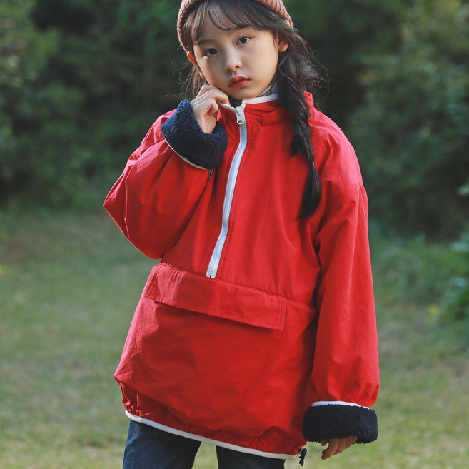 jkids 女童 Litten 毛圈絨連帽套頭風衣 J7080