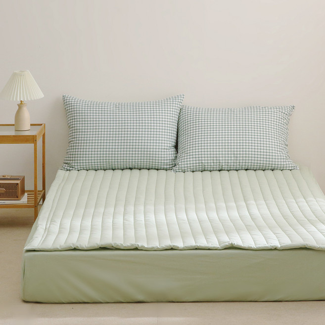 플로라침구 내추럴 40수 순면 밴딩 패드, 그린