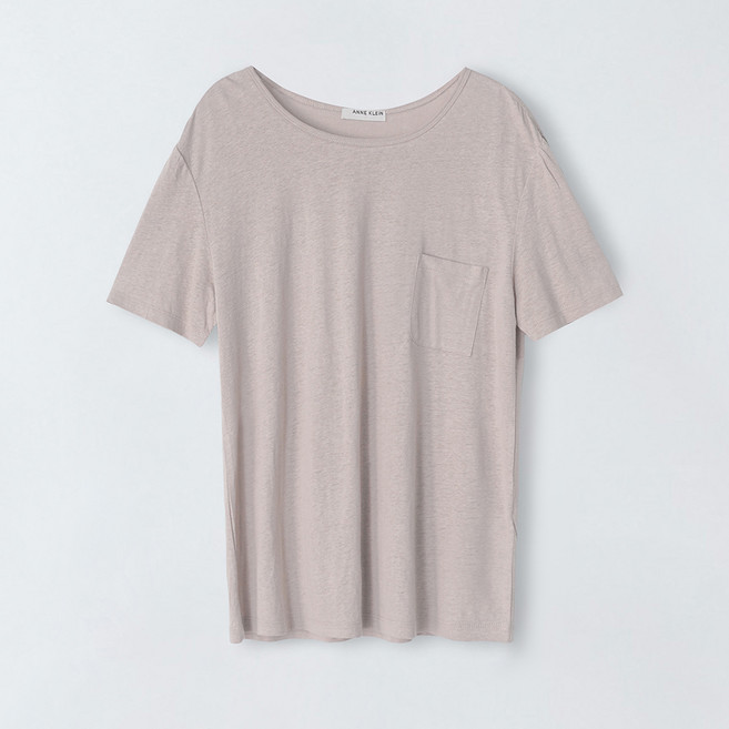 앤클라인 여성용 통기성 린넨 포켓 셔링 티셔츠