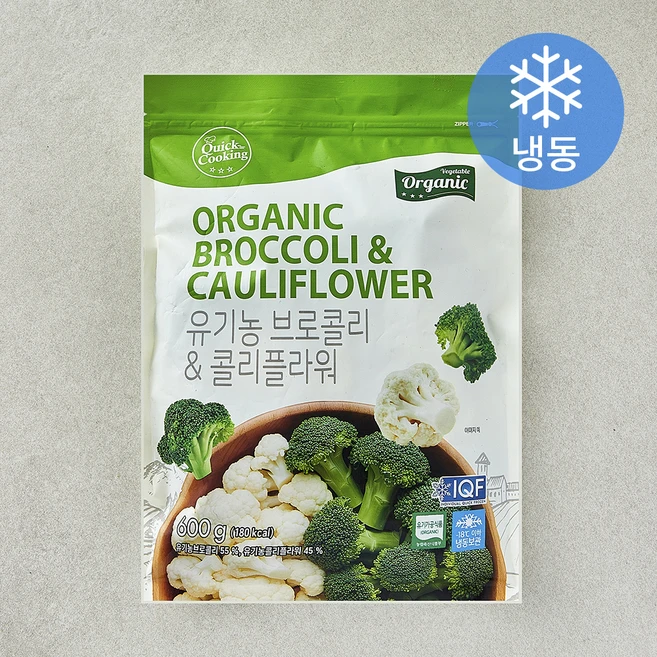 퀵쿠킹 유기가공식품 인증 브로콜리 & 콜리플라워 (냉동), 600g, 1개 - 쿠팡