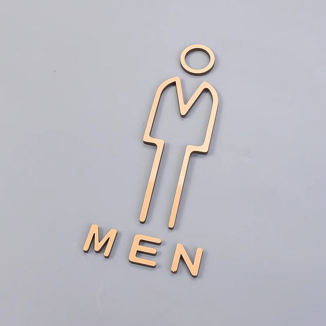 쏙쏙채움 화장실 표지판 아크릴 남자, 골드A