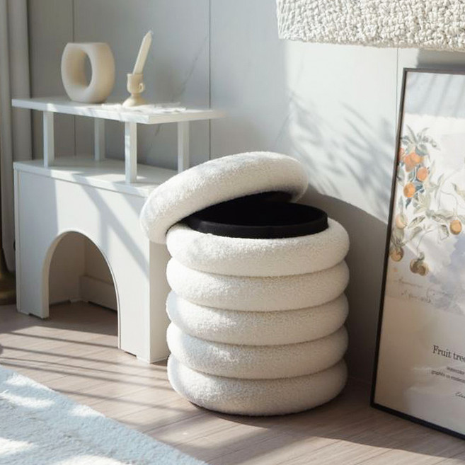 GMFURNITURE Clody 室內收納化妝臺椅凳, 白色, 1個