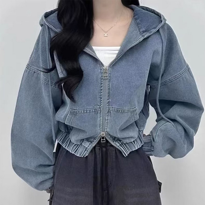 시크힐즈 루젠 투웨이 지퍼 데님 후드 집업 자켓 11574