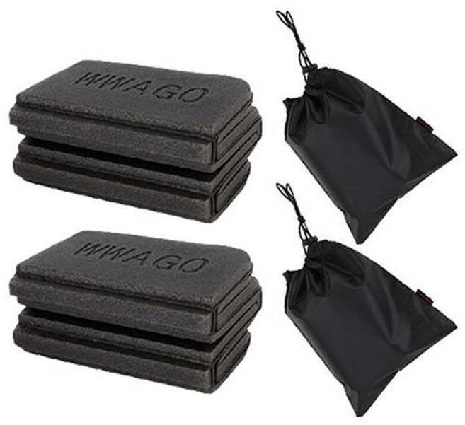 WWAGO Living Joon 輕量可摺疊登山坐墊 2入 + 收納袋 2入 組, 黑色