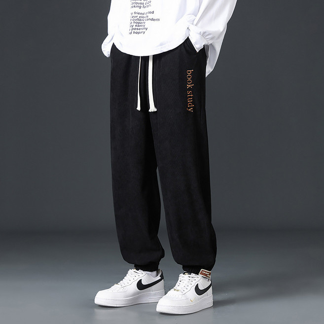 스타빈 남성용 코듀로이 자수 조거팬츠