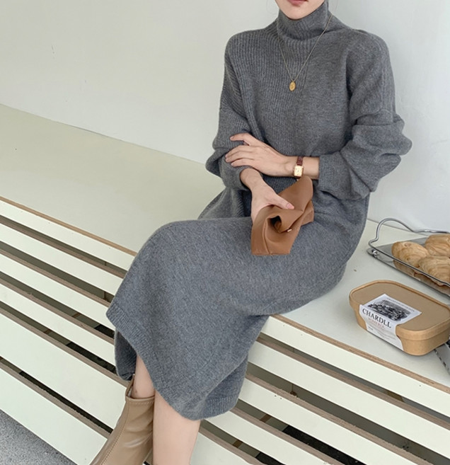 루나걸 디벳 폴라 롱 니트 원피스