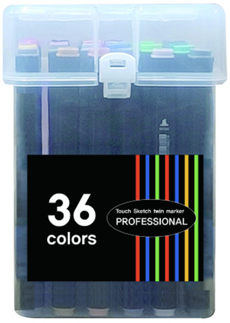 더블헤드 트윈 드로잉 마카펜 PP케이스 세트, 1세트, 36색