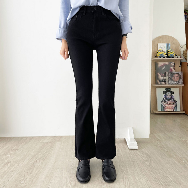 플랜데이 여성용 심플 베이직 스판 슬림 부츠컷 팬츠 170