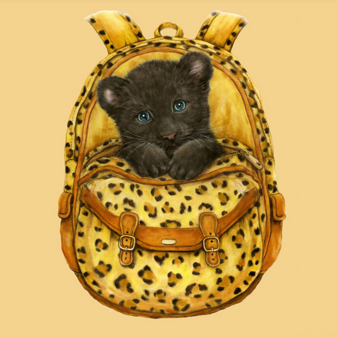 알로데 가방 속 동물 배낭 벽 장식 DIY 보석십자수 스퀘어 30 x 40 cm, NO. 05, 1개