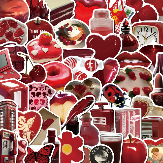 다다랜드 맥북 캐리어 꾸미기 감성 스티커 50p 세트, 체리, 1세트