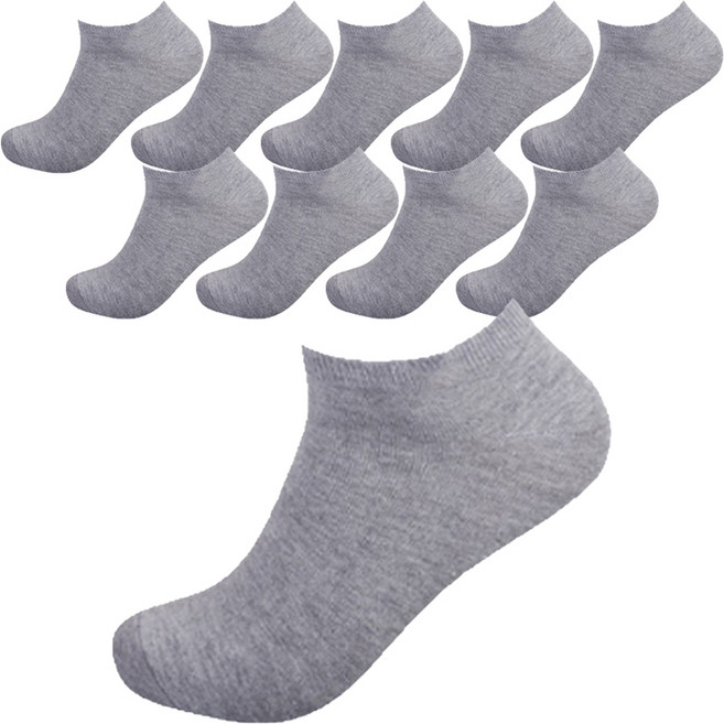 TS7 여성용 면 스포츠 스니커즈 무지 양말 10족, 그레이, 10개