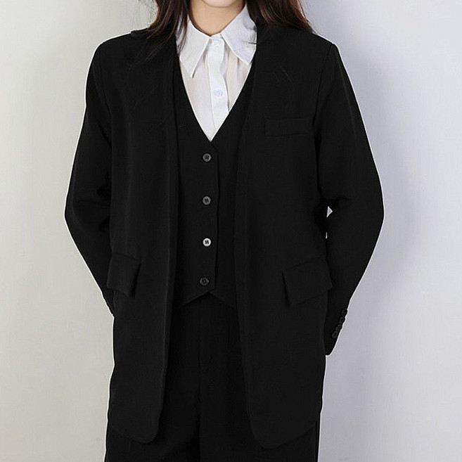 퀸이즈 여성용 베스트 레이어드 디테일 자켓