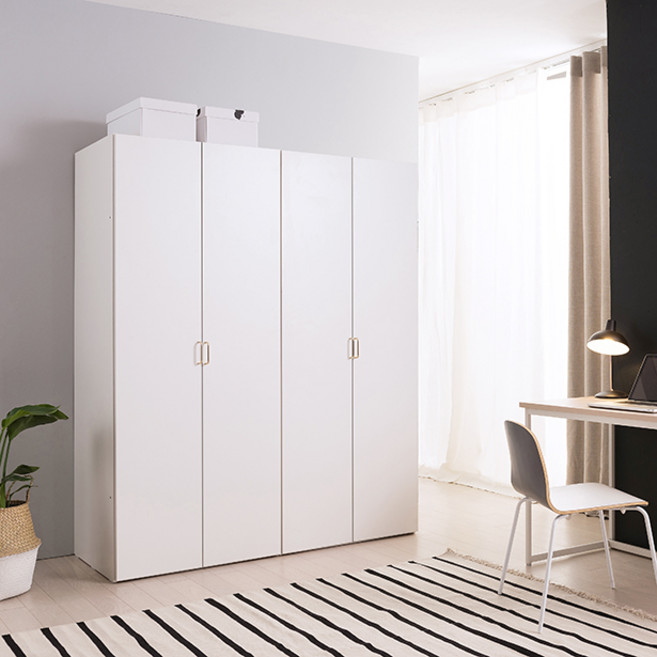 리바트 모뜨 1600 긴옷장 방문설치, 화이트(바디) + 화이트(도어) + 샴페인골드(손잡이)
