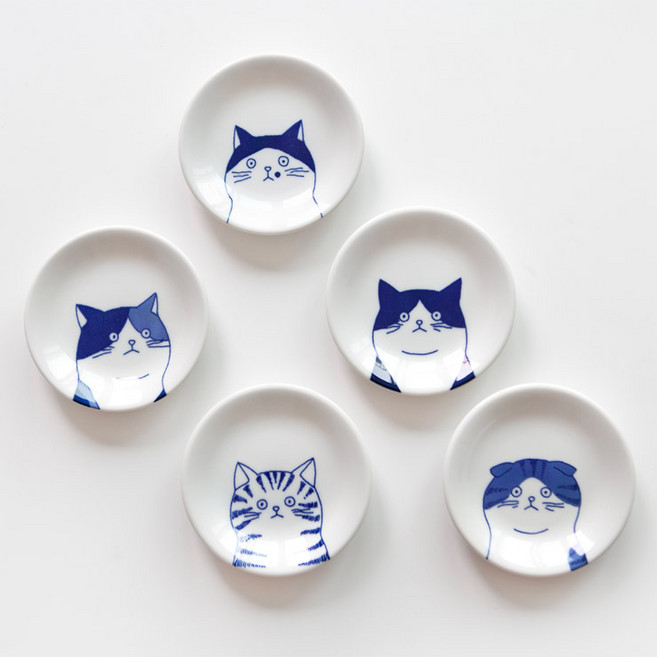 니코트 큐티네코 앞접시 12.5cm 세트, 혼합색상, 1개, 접시 5종