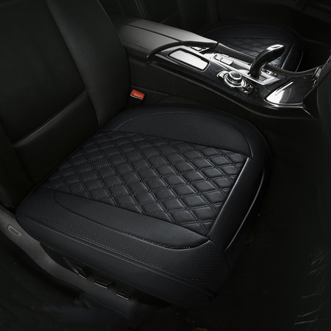 리버폭스 카샵몰 자동차방석 퀼팅타공 가죽방석 앞좌석 준중형 익스텐션 52 x 54 cm, 블랙, 1개