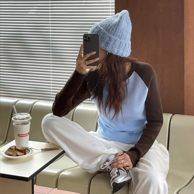 난닝구닷컴 여성용 엘호즈 배색 니트