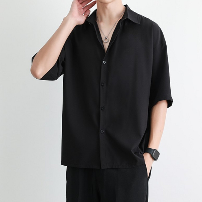 JTL 男士寬鬆版翻領短袖襯衫