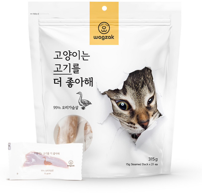와그작 고양이는 고기를 더 좋아해 간식 21p, 오리가슴살, 315g, 1개