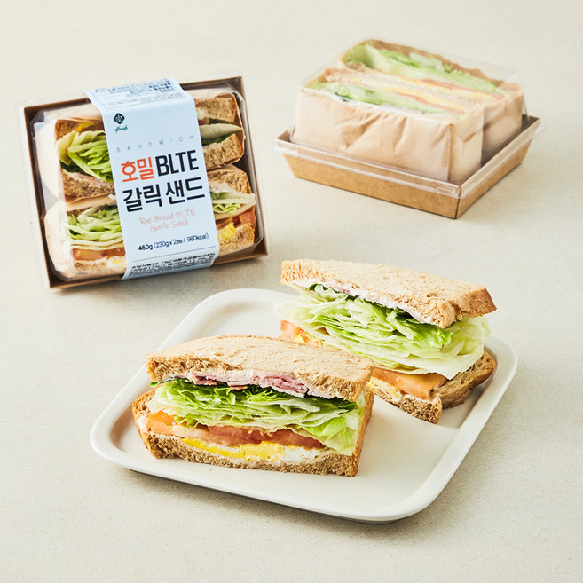 이엘후레쉬 호밀 BLTE 갈릭 샌드, 230g, 2개