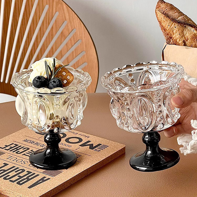 아메리칸로드 에덴 클리스탈 파르페 유리 고블렛잔 YK121, 블랙, 2개