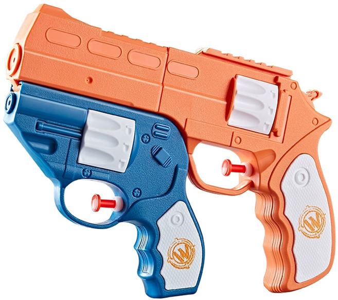 星辰玩具 2in1 雙雙槍 可愛情侶雙胞胎水槍組, 1套, 左輪手槍 橘色