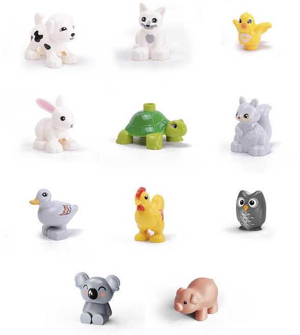 요고요 유아용 듀플로 호환 피규어 소형 동물 A 11종 세트, 혼합색상, 1세트
