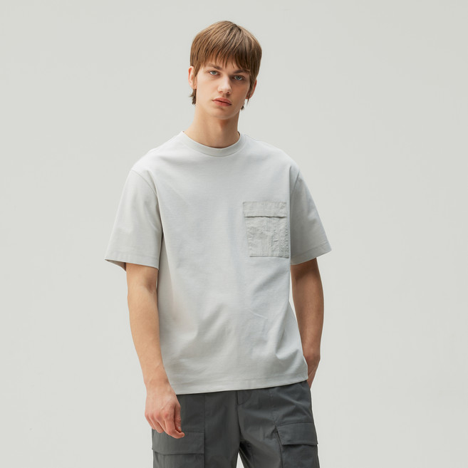 마인드브릿지 쿨 우븐믹스 세미오버 티셔츠 MZTS3145