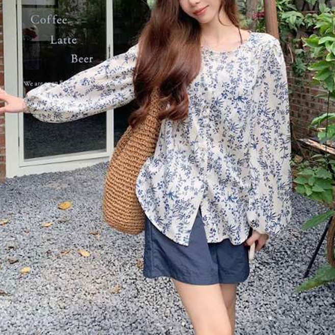 TheSirup 女款簡約葉子寬鬆罩衫