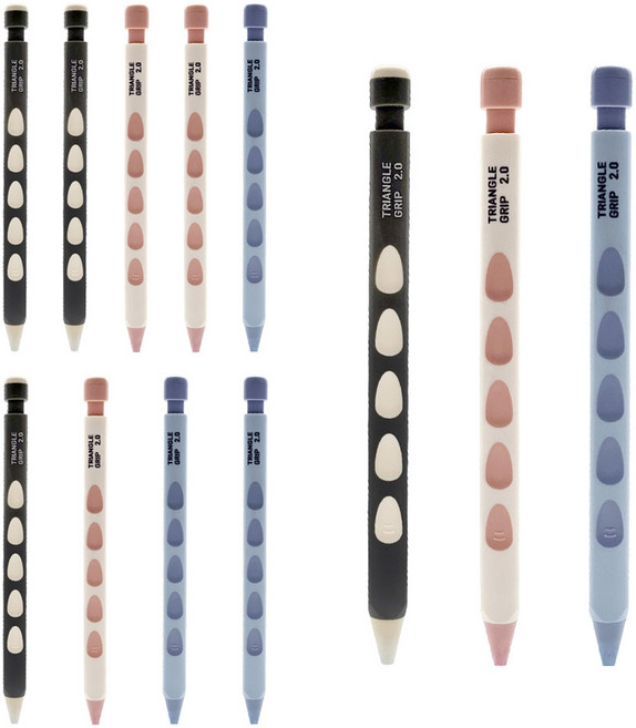 ibis 三角握把自動鉛筆 3款 x 4入組, 粉紅色, 藍色, 灰色, 1套