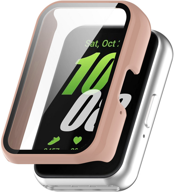 루아러블 갤럭시 핏3 액정보호 강화유리 필름 풀커버 케이스, 라이트핑크, 1개