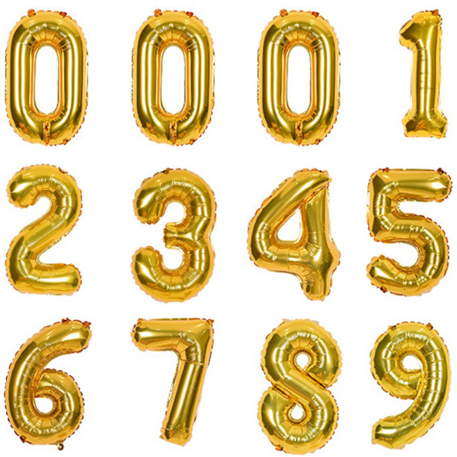 조이파티 숫자 은박 풍선 소 12p 세트, 골드, 1세트