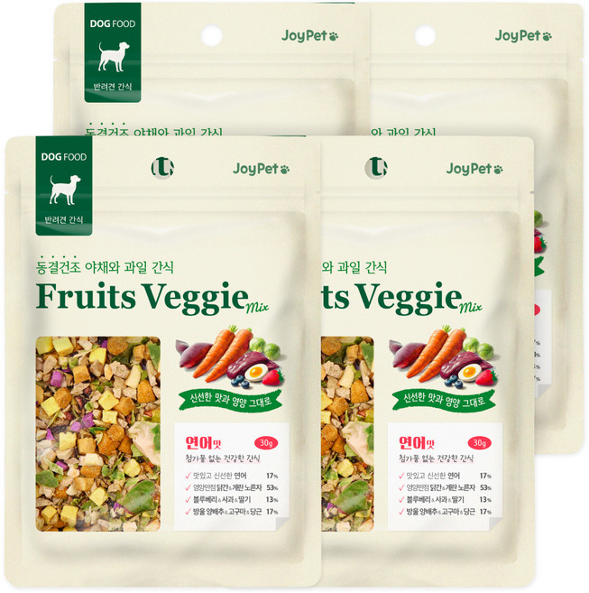 조이펫 강아지 야채와 과일 동결건조 간식, 연어, 30g, 4개