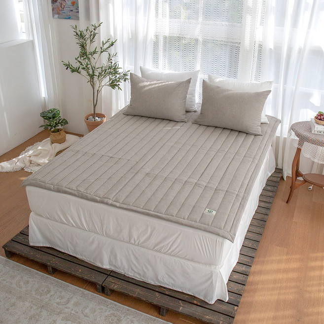 그래이불 순수 유기농 프리미엄 오가닉 퓨어워싱 코튼 침대패드, 브라운